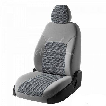 Чехлы для сидений Lord Autofashion Дублин (жаккард) Renault Logan  1 (2004-2016) дорестайлинг, рестайлинг (Серый, вставка Стежок серый)