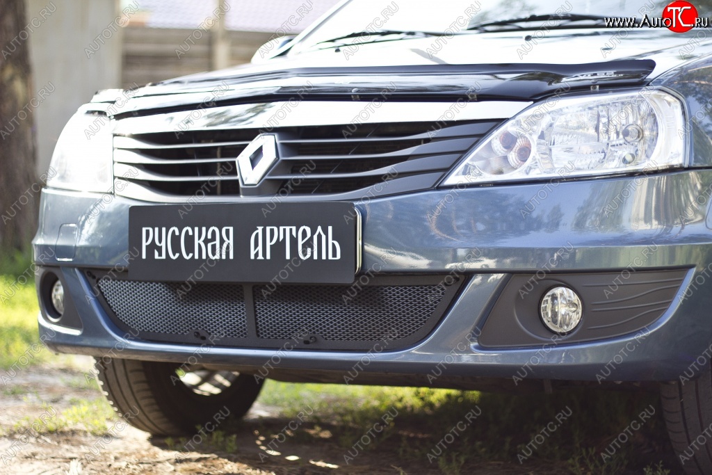 1 999 р. Защитная сетка решетки переднего бампера РА  Renault Logan  1 (2010-2016) рестайлинг  с доставкой в г. Керчь