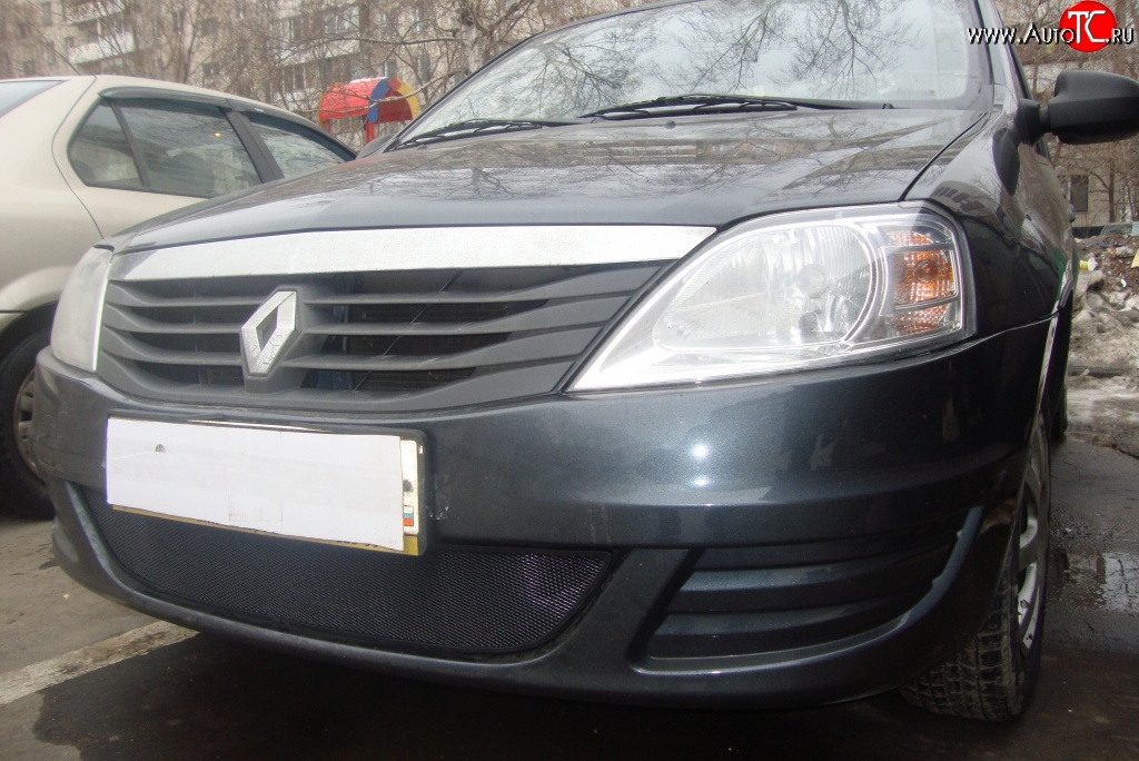 1 229 р. Сетка на бампер Russtal (черная) Renault Logan 1 рестайлинг (2010-2016)  с доставкой в г. Керчь