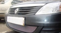 1 899 р. Сетка на бампер Russtal (хром) Renault Logan 1 рестайлинг (2010-2016)  с доставкой в г. Керчь. Увеличить фотографию 2