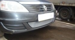 1 899 р. Сетка на бампер Russtal (хром) Renault Logan 1 рестайлинг (2010-2016)  с доставкой в г. Керчь. Увеличить фотографию 3