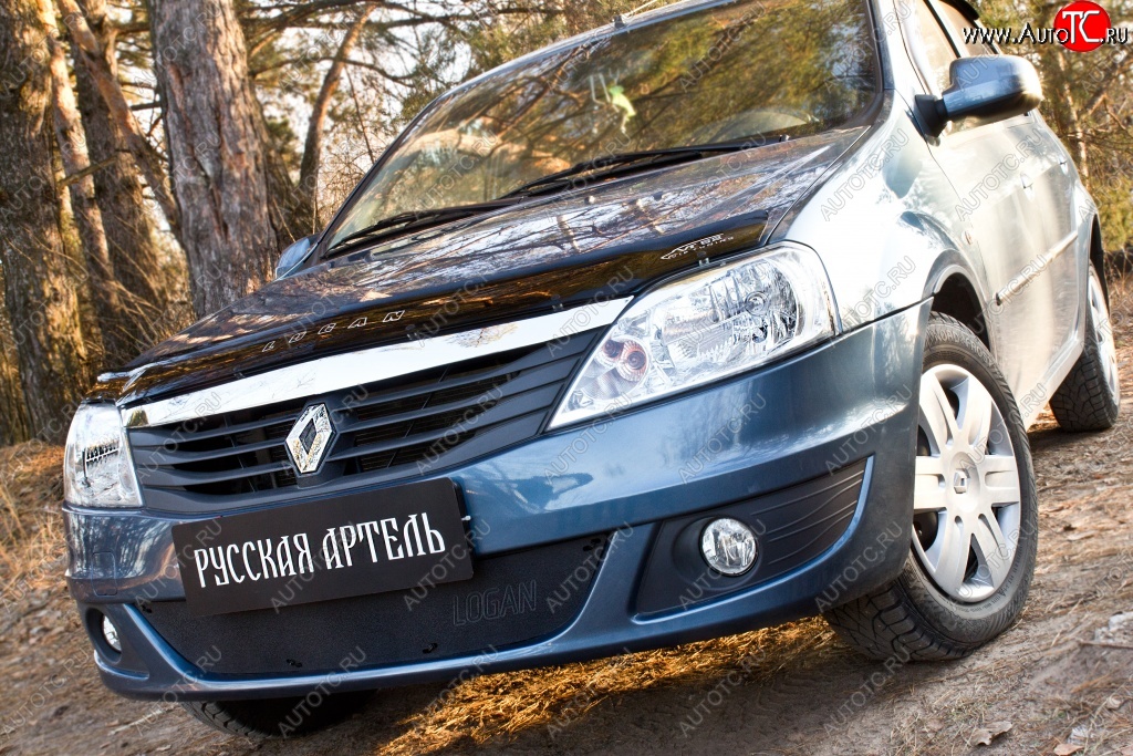 999 р. Защитная сетка решетки переднего бампера РА Renault Logan 1 рестайлинг (2010-2016)  с доставкой в г. Керчь