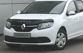 2 199 р. Дефлектор капота CA-Plastic Renault Logan 2 дорестайлинг (2014-2018) (Classic черный, Без надписи)  с доставкой в г. Керчь. Увеличить фотографию 2