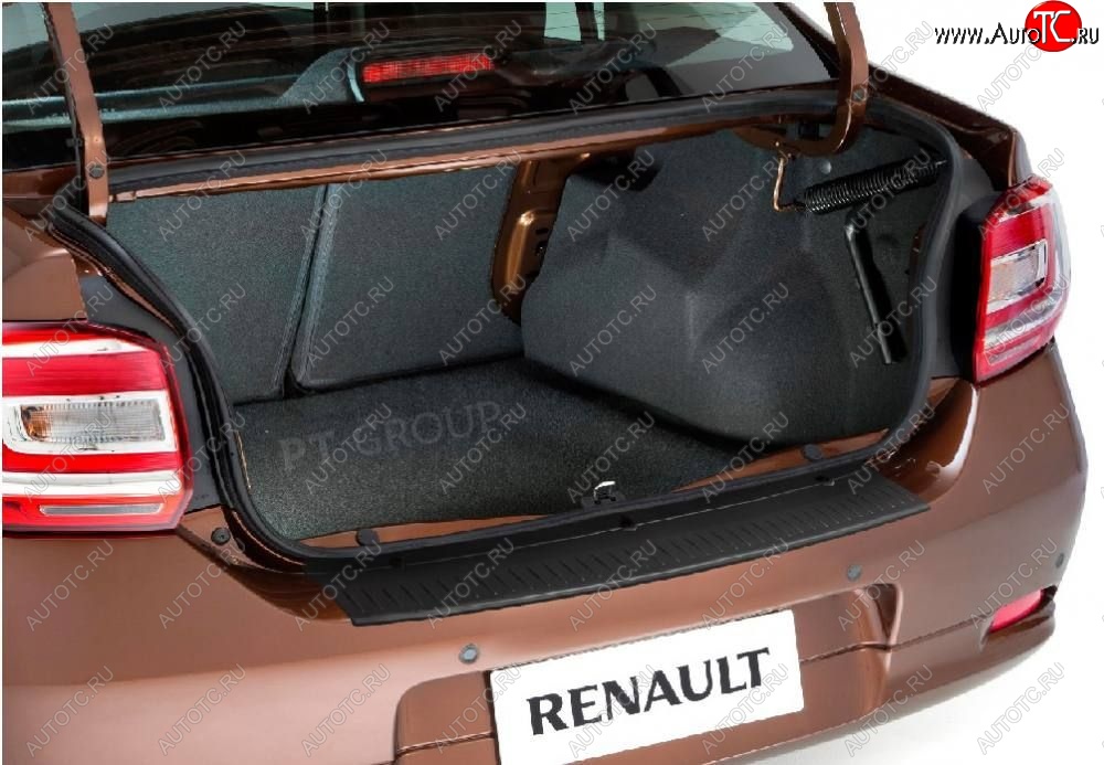 949 р. Накладка защитная на задний бампер Petroil Tuning  Renault Logan  2 (2014-2018) дорестайлинг (Текстурная поверхность)  с доставкой в г. Керчь
