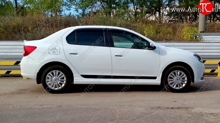 5 349 р. Пороги накладки пластиковые CT (с внутренним усилителем) Renault Logan 2 дорестайлинг (2014-2018) (Неокрашенные)  с доставкой в г. Керчь