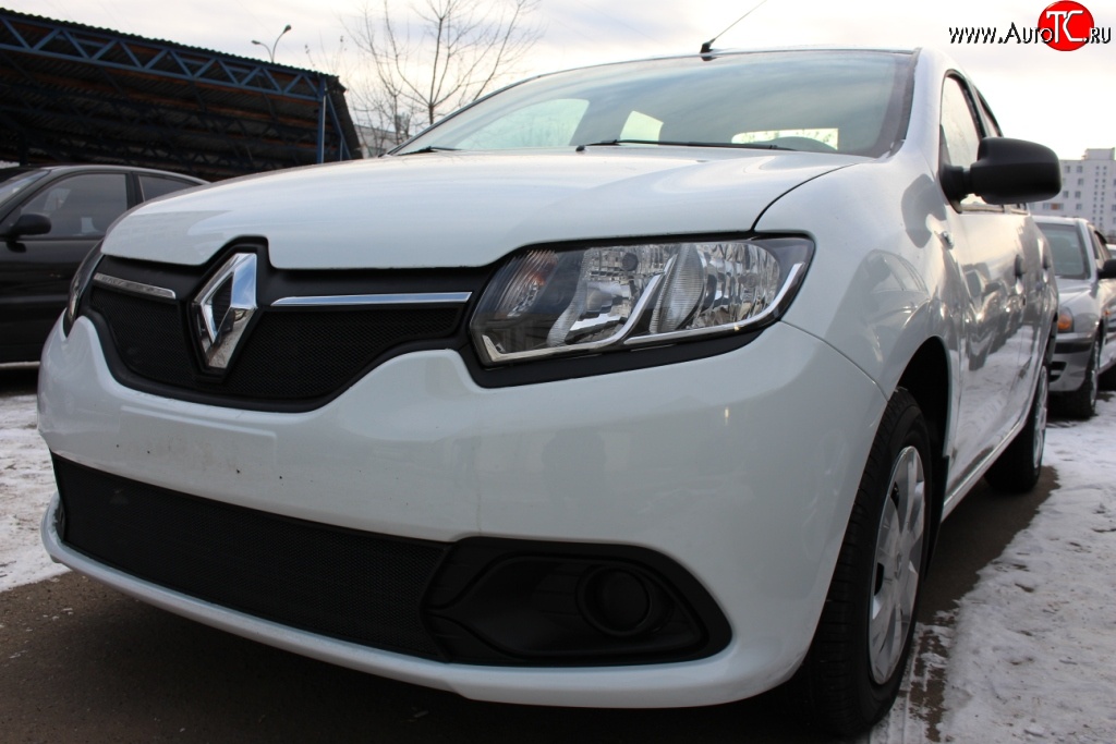 1 469 р. Нижняя сетка на бампер Russtal (черная) Renault Logan 2 дорестайлинг (2014-2018)  с доставкой в г. Керчь
