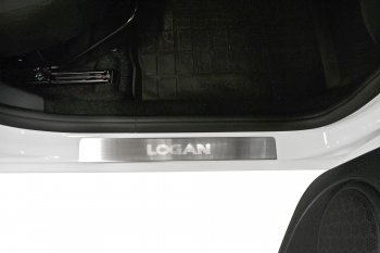 2 449 р. Пороги накладки в проем дверей Petroil Tuning Renault Logan 2 дорестайлинг (2014-2018) (Нержавейка)  с доставкой в г. Керчь. Увеличить фотографию 4