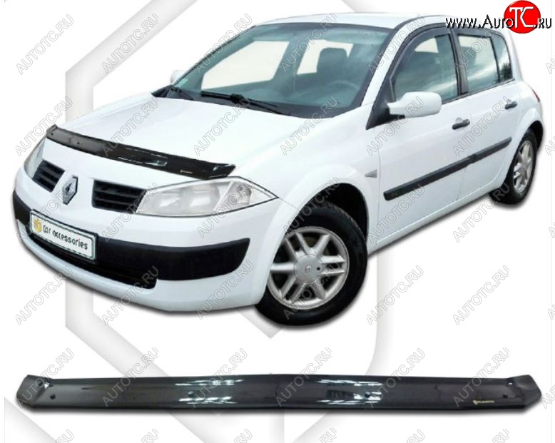 1 899 р. Дефлектор капота CA-Plastiс  Renault Megane  хэтчбэк 5 дв. (2002-2006)  дорестайлинг (Classic черный, Без надписи)  с доставкой в г. Керчь