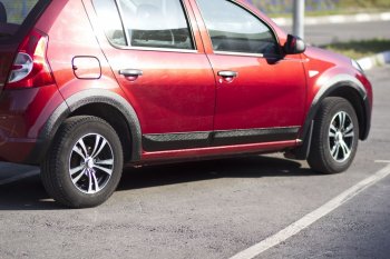 2 339 р. Накладки на колёсную арку RA (задняя правая)  Renault Sandero Stepway  (BS) (2010-2014) (Поверхность шагрень)  с доставкой в г. Керчь. Увеличить фотографию 2