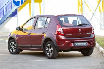 2 339 р. Накладки на колёсную арку RA (задняя правая)  Renault Sandero Stepway  (BS) (2010-2014) (Поверхность шагрень)  с доставкой в г. Керчь. Увеличить фотографию 3