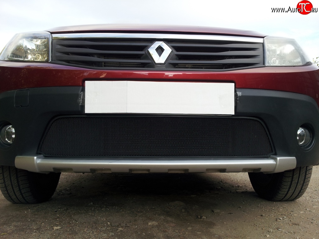 1 469 р. Сетка на бампер Russtal (черная) Renault Sandero (BS) (2009-2014)  с доставкой в г. Керчь