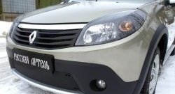 1 099 р. Зимняя заглушка решетки переднего бампера РА  Renault Sandero Stepway  (BS) (2010-2014)  с доставкой в г. Керчь. Увеличить фотографию 2