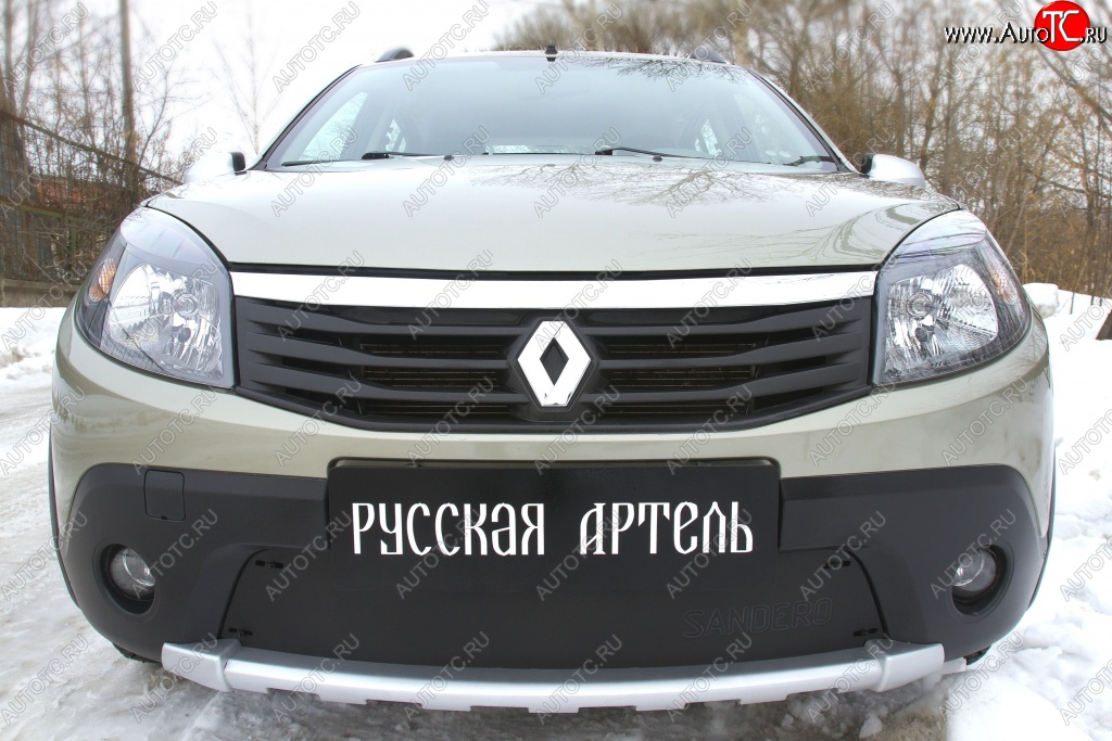 1 099 р. Зимняя заглушка решетки переднего бампера РА  Renault Sandero Stepway  (BS) (2010-2014)  с доставкой в г. Керчь