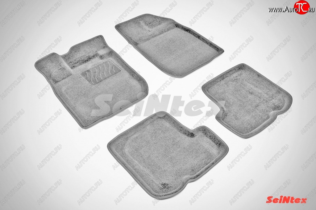 6 699 р. Износостойкие коврики в салон SeiNtex Premium 3D 4 шт. (ворсовые, серые) Renault Sandero (BS) (2009-2014)  с доставкой в г. Керчь