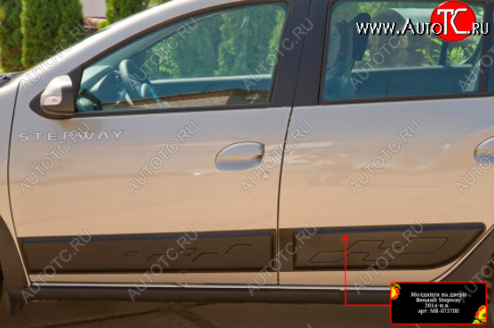 1 219 р. Молдинг двери RA (задний левый) Renault Sandero (B8) рестайлинг (2018-2025) (Поверхность глянец (под покраску), Неокрашенный)  с доставкой в г. Керчь