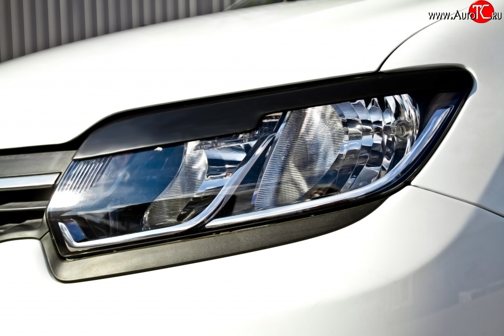 659 р. Реснички передних фар RA Renault Sandero (B8) дорестайлинг (2014-2018) (Неокрашенные)  с доставкой в г. Керчь