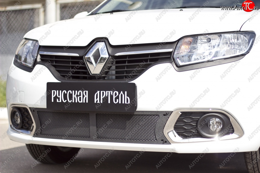 2 169 р. Защитная сетка решетки переднего бампера РА  Renault Sandero  (B8) (2014-2018) дорестайлинг  с доставкой в г. Керчь