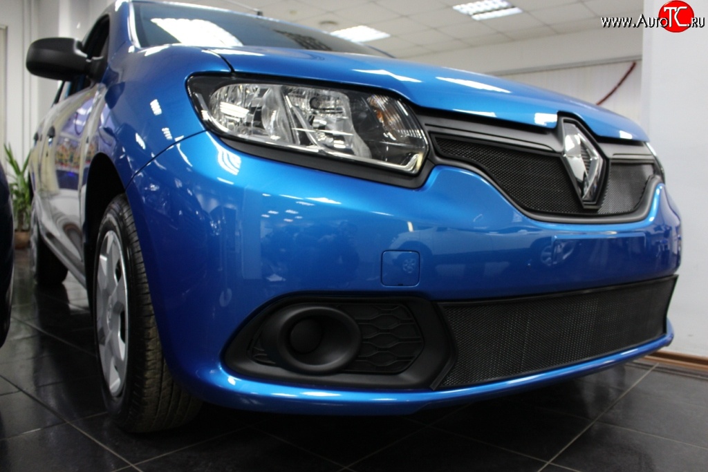 1 469 р. Нижняя сетка на бампер Russtal (черная) Renault Sandero (B8) дорестайлинг (2014-2018)  с доставкой в г. Керчь