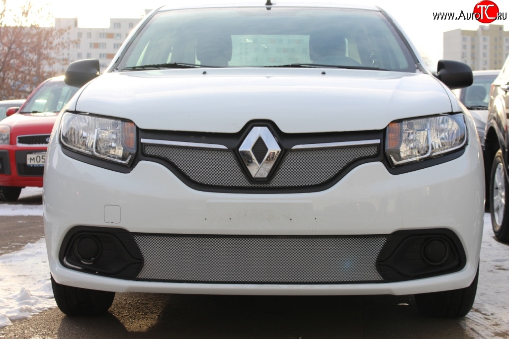 1 539 р. Нижняя сетка на бампер Stepway Russtal (хром) Renault Sandero (B8) дорестайлинг (2014-2018)  с доставкой в г. Керчь