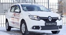 1 179 р. Зимняя заглушка решетки переднего бампера РА  Renault Sandero  (B8) (2014-2018) дорестайлинг  с доставкой в г. Керчь. Увеличить фотографию 3