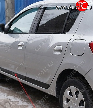 799 р. Задний левый молдинг на дверь Русская Артель  Renault Sandero  (B8) (2014-2018) дорестайлинг (Поверхность шагрень)  с доставкой в г. Керчь