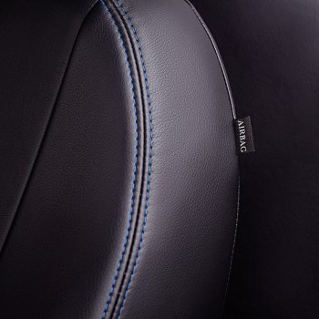 9 449 р. Чехлы для сидений Lord Autofashion Турин Ромб (экокожа, спинка 60/40, 2 П- и 1 Г-образных подголовника)  Renault Sandero Stepway  (B8) (2014-2022) дорестайлинг, рестайлинг (Черный, вставка черная, строчка синяя)  с доставкой в г. Керчь. Увеличить фотографию 4