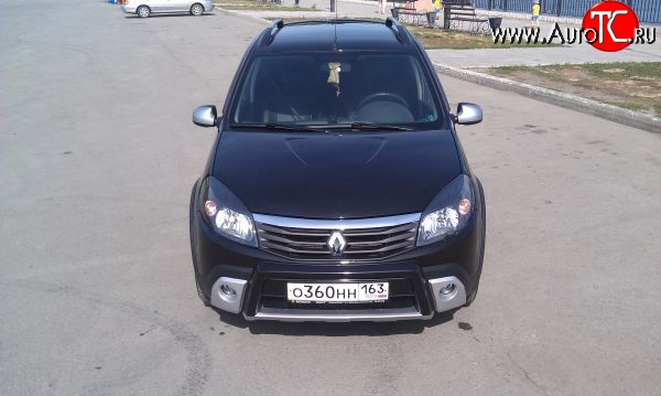 4 249 р. Высокая Накладка Kart на передний бампер Renault Sandero (BS) (2009-2014) (Неокрашенная)  с доставкой в г. Керчь