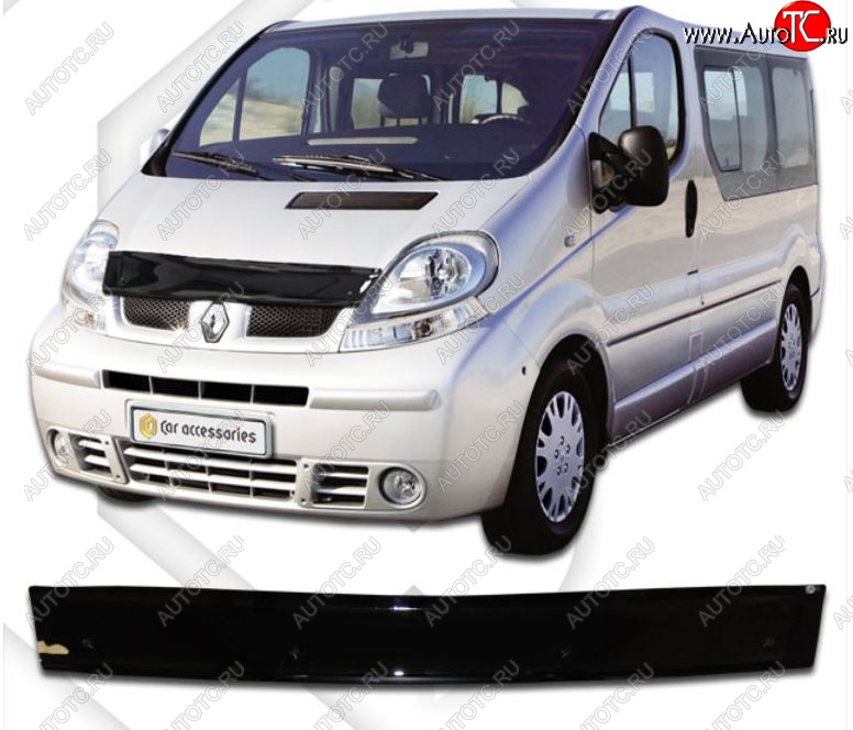 1 839 р. Дефлектор капота CA-Plastic Renault Trafic X83 рестайлинг (2006-2014) (Classic черный, Без надписи)  с доставкой в г. Керчь