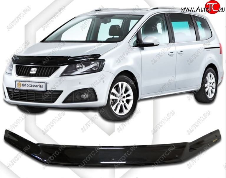 2 199 р. Дефлектор капота CA-Plastic Seat Alhambra 7N дорестайлинг (2010-2015) (Classic черный, Без надписи)  с доставкой в г. Керчь