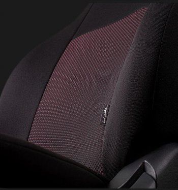 5 949 р. Чехлы сидений Lord Autofashion Дублин (жаккард, 60/40, раздельное заднее сиденье, 3Г-образ. подголовника) Chevrolet Aveo T200 хэтчбек 5 дв (2002-2008) (Чёрный, Ёж красный)  с доставкой в г. Керчь. Увеличить фотографию 2