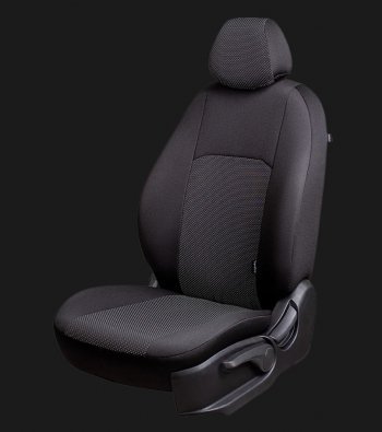 Чехлы сидений Lord Autofashion Дублин (жаккард, 60/40, раздельное заднее сиденье, 3Г-образ. подголовника) Chevrolet Aveo ( T200,  T250) (2003-2011), Ravon Nexia R3 (2016-2020) (Чёрный, Ёж белый)