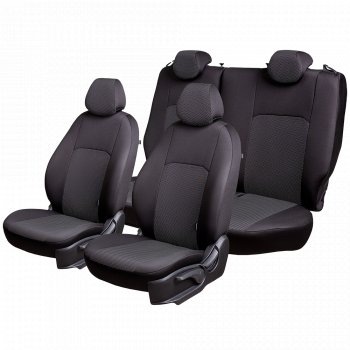 5 999 р. Чехлы сидений Lord Autofashion Дублин (жаккард, 60/40, раздельное заднее сиденье, 3Г-образ. подголовника)  Chevrolet Aveo ( T200,  T250) (2003-2011), Ravon Nexia R3 (2016-2020) (Чёрный, Ёж белый)  с доставкой в г. Керчь. Увеличить фотографию 3