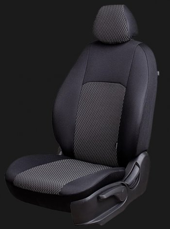 Чехлы сидений Lord Autofashion Дублин (жаккард, 60/40, раздельное заднее сиденье и спинка, 3Г-образ. подголовника) Chevrolet Spark  M200,250 (2005-2010) (Чёрный, прямоугольник чёрный)