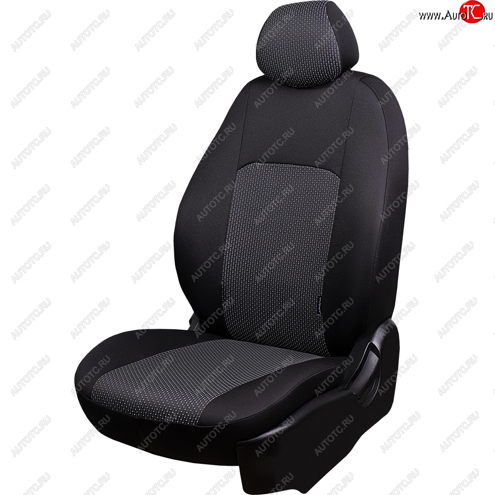4 389 р. Чехлы сидений Lord Autofashion Дублин (жаккард, 60/40, раздельное заднее сиденье и спинка, 3Г-образ. подголовника)  Datsun mi-DO - on-DO (Чёрный, Сеул серый)  с доставкой в г. Керчь