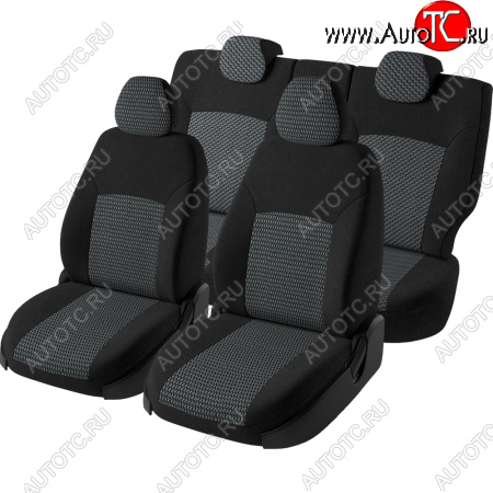 5 799 р. Чехлы сидений Lord Autofashion Дублин (жаккард, 60/40, раздельное заднее сиденье и спинка, 2Г-образ. подголовника) Ford Focus 2 седан рестайлинг (2007-2011) (Чёрный, зигзаг)  с доставкой в г. Керчь