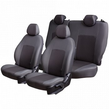 5 799 р. Чехлы сидений Lord Autofashion Дублин (жаккард, 60/40, раздельная спинка, 2Г-образ. подголовника)  Hyundai Solaris  RBr (2010-2017) седан дорестайлинг, седан рестайлинг (Серый, стежок серый)  с доставкой в г. Керчь. Увеличить фотографию 3