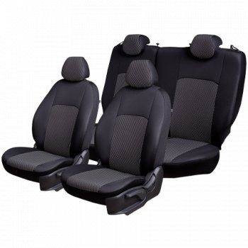 6 899 р. Чехлы сидений Lord Autofashion Дублин (жаккард, 60/40, раздельная спинка, подлокотник, 3Г-образ. подголовника) Hyundai Tucson JM (2004-2010) (Чёрный, прямоугольник чёрный)  с доставкой в г. Керчь. Увеличить фотографию 3