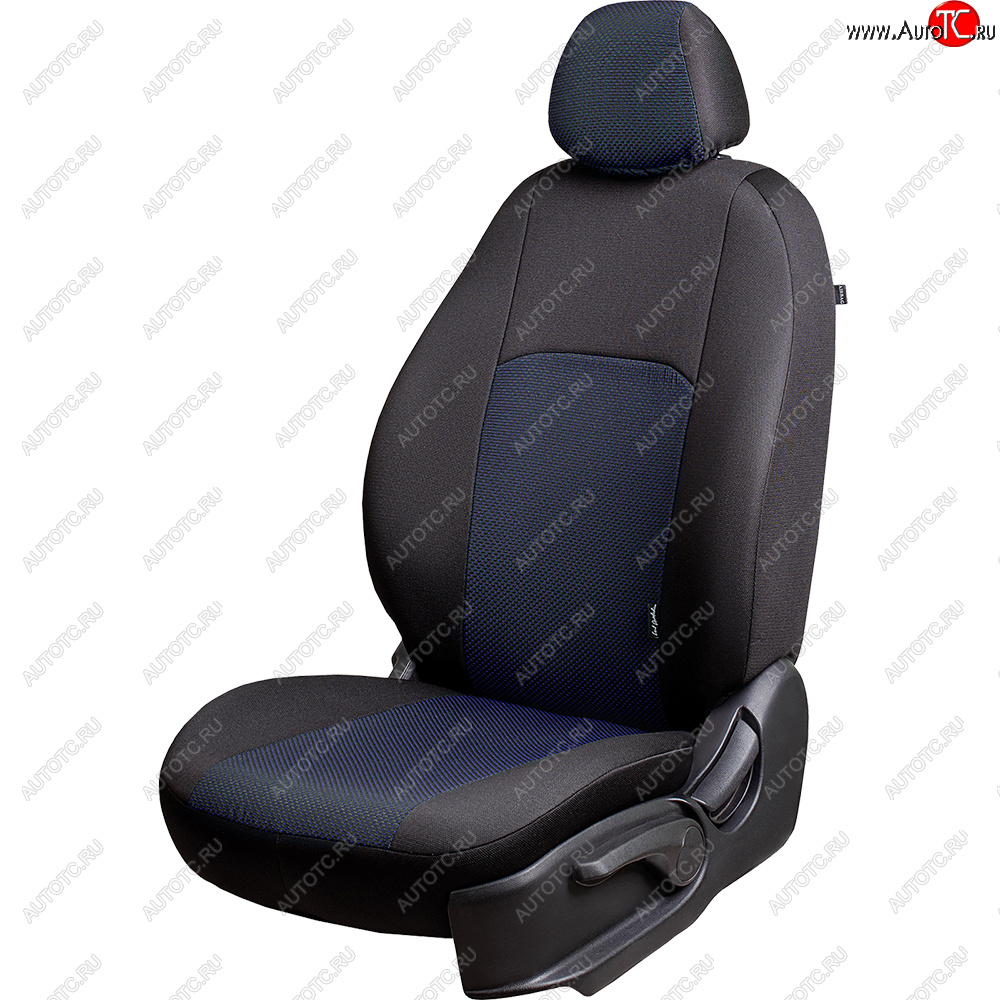 6 649 р. Чехлы сидений Lord Autofashion Дублин (жаккард, 60/40, раздельная задняя спинка, 3П-образ. подголовника)  KIA Spectra (2000-2009) (Чёрный, Ёж синий)  с доставкой в г. Керчь