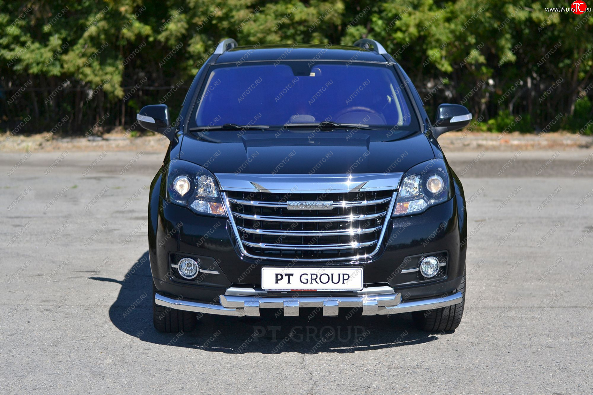 28 349 р. Защита переднего бампера (двойная с зубьями, Ø63/63 мм) Petroil Tuning Great Wall Hover H3 (2017-2025) (нержавейка полированна)  с доставкой в г. Керчь