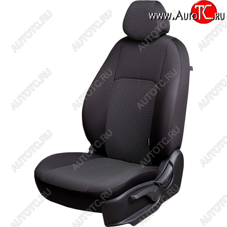 6 249 р. Чехлы сидений (жаккард, цельная задняя спинка, 2 горба) Lord Autofashion Дублин Nissan Almera Classic седан B10 (2006-2013) (Чёрный, Ёж белый)  с доставкой в г. Керчь