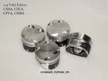 18 599 р. Поршни (VolksWagen 1,4tsi CXSA, CZCA, CPVA, CMBA EA211 под палец 19/47мм) СТИ  Audi A3 ( 8VS седан,  8VA хэтчбэк 5 дв.,  8V1) (2012-2016), Seat Leon ( 5F хэтчбэк 5 дв.,  5F) (2012-2016), Volkswagen Golf  7 (2012-2017) (диаметр 74.5 мм под серийные кольца 1,2/1,2/2,0 мм)  с доставкой в г. Керчь. Увеличить фотографию 2