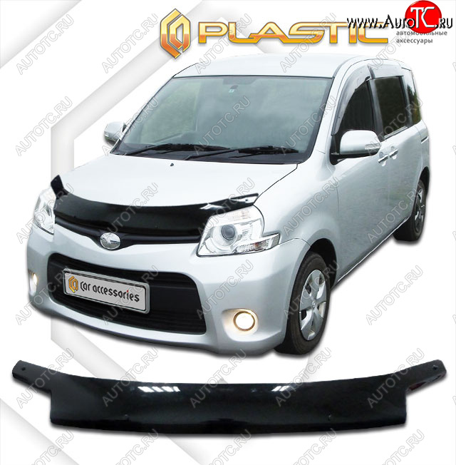 2 079 р. Дефлектор капота CA-Plastic  Toyota Sienta Dice (2011-2015) хэтчбек 5 дв. (серия Classic черный, без хром. молдинга)  с доставкой в г. Керчь