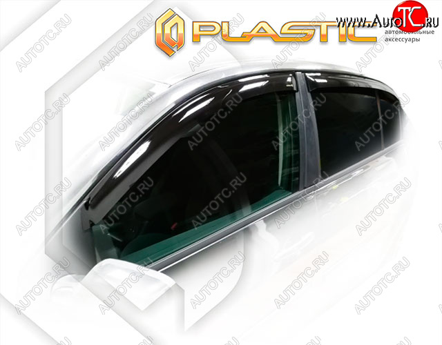 2 079 р. Ветровики дверей CA-Plastic  Renault Megane  седан (2006-2009)  рестайлинг (Classic полупрозрачный, Без хром. молдинга)  с доставкой в г. Керчь