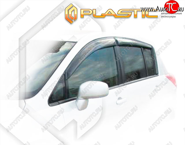 2 079 р. Ветровики дверей CA-Plastic  Nissan Tiida  1 хэтчбек (2007-2014) C11 дорестайлинг, C11 рестайлинг (Classic полупрозрачный, Без хром. молдинга)  с доставкой в г. Керчь