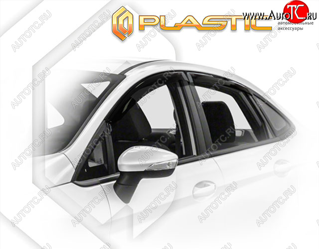 1 899 р. Ветровики дверей CA-Plastic  Ford Fiesta  6 (2012-2019) седан рестайлинг (Classic полупрозрачный, Без хром. молдинга)  с доставкой в г. Керчь