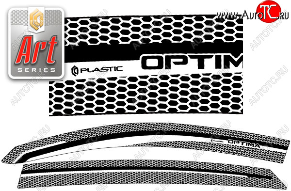 2 299 р. Ветровики дверей CA-Plastic  KIA Optima  3 TF (2010-2016) дорестайлинг седан, рестайлинг седан (Серия Art белая, без хром. молдинга)  с доставкой в г. Керчь