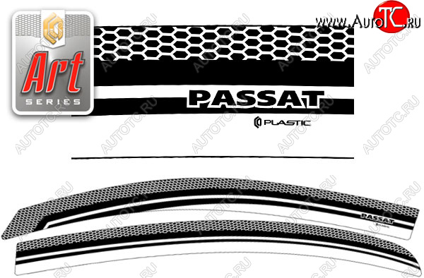 2 299 р. Ветровики дверей CA-Plastic  Volkswagen Passat  B7 (2010-2015) седан (Серия Art белая, без хром. молдинга)  с доставкой в г. Керчь