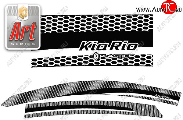 2 199 р. Ветровики дверей CA-Plastic  KIA Rio  3 QB (2015-2017) рестайлинг седан (Серия Art белая, без хром. молдинга, крепление скотч)  с доставкой в г. Керчь