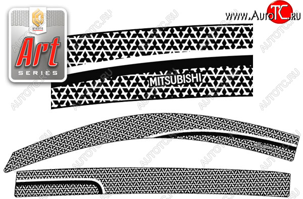 2 199 р. Ветровики дверей CA-Plastic  Mitsubishi Triton  KA/KB (2005-2015) Picap DoubleCab (Серия Art белая, без хром. молдинга, крепление скотч)  с доставкой в г. Керчь