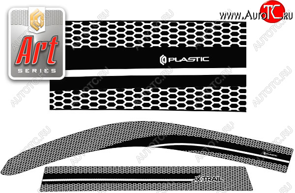2 299 р. Ветровики дверей CA-Plastic Nissan X-trail 2 T31 дорестайлинг (2007-2011) (Серия Art черная, без хром. молдинга)  с доставкой в г. Керчь